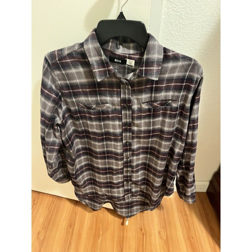 BDG Flannel Shirt Sz XS Cotton Gray Grunge Alternative Punk Indie Skate Emo Y2K